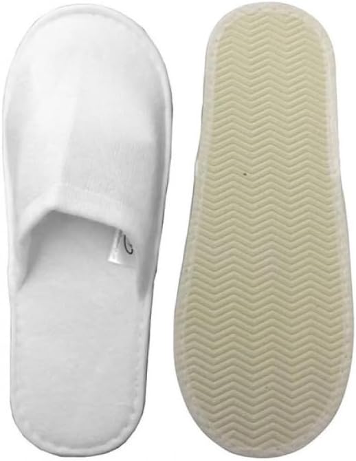 Economy Disposable Non-Woven Indoor Slippers White Closed Toe Bulk Pack 100 Pairs/Box