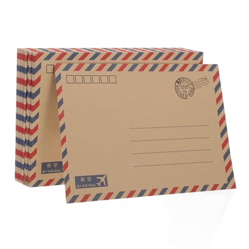 SHINEOFI Juego De Sobres Vintage Tamaño Carta De Papel Kraft, 48 Piezas, Papel De Carta Rayado y Tarjetas De Felicitación, Para Invitaciones, Bodas y Correspondencia Personal