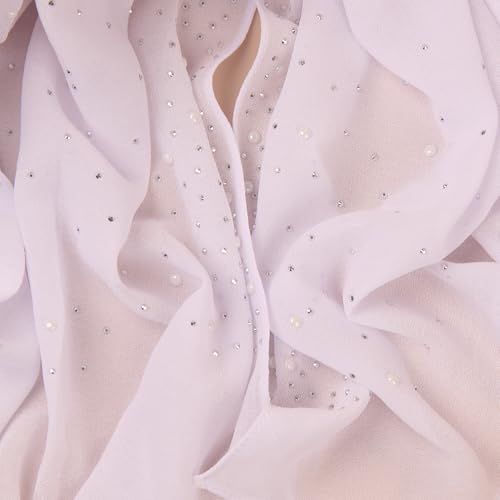 Luxury Diamond Hijab Shawl and Wraps For Evening Dress Shiny Rhinestones And Pearl Chiffon Scarf For Muslim Women 5