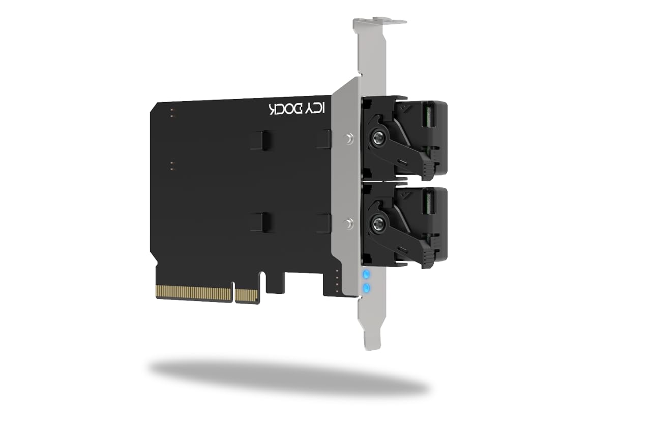 ICY DOCK 2-Bay M.2 NVMe SSD do PCIe 4.0 x8 wymienna ramka / karta adaptera do gniazda rozszerzeń PCIe (wymagana bifurkacja) - ExpressSlot Core MB312M4P-B
