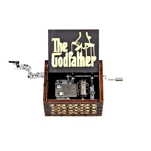 Eitheo Vintage Wooden Hand Crank Music Box | Perfect gift for Friend | Bestfriend | Kids | Boys | Melodious Sound | Perfect Birthday Party and Fathers Day Gift for Children and Adult | 30 Second Playback | Music - The God Father | Black