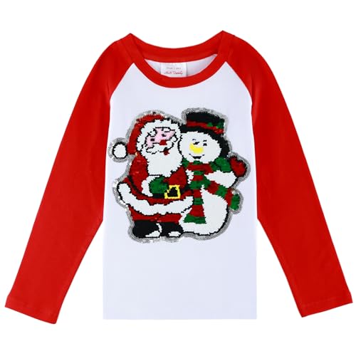Image of Christmas Shirts for Girls and Boys Flip Sequin Santa Christmas Tree Kids T-Shirt Clothing
