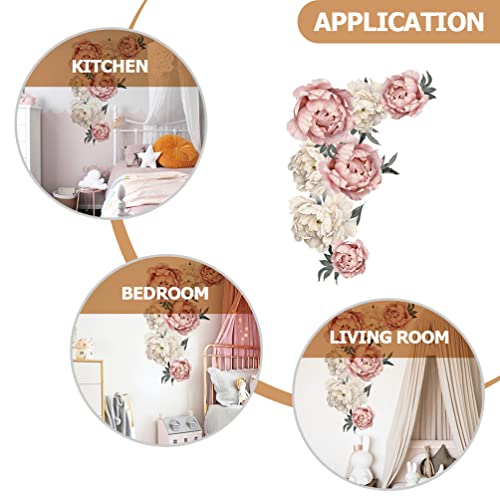 Toyvian Peony Flowers Wall Decal, Removable Peel and Stick Floral Wall Decal Sticker - Image 4