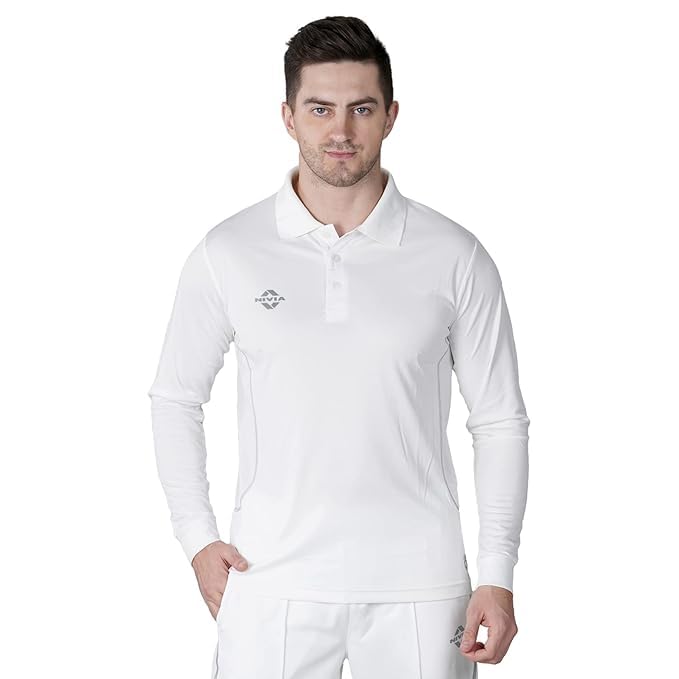 nivia lords cricket jersey for men, 100% polyester lightweight quick dry fabric, breathable sweat wicking half sleeve cricket t-shirt, off white half sleeves match and practice wear
