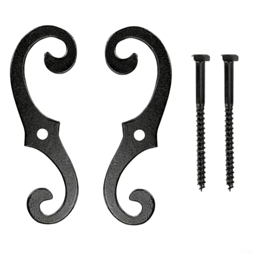 EXTRWORY Window Latch Metal Shutter Fasteners Weather Resistant Decorative S-Shaped Black Screws Included Outdoor Garden Furniture