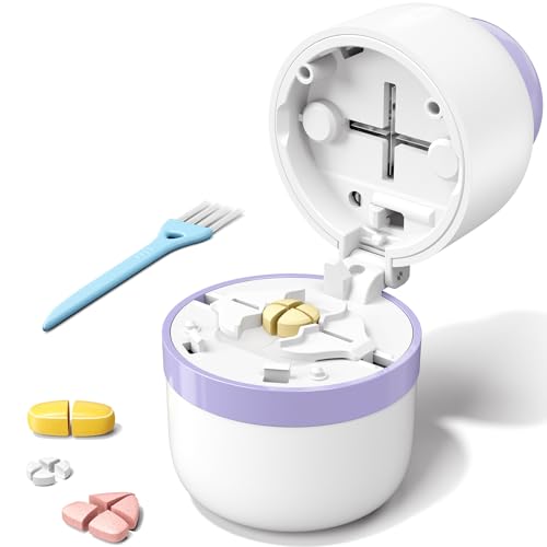 Daviky Pill Cutter 1/4, Adjustable Pill Cutter Splitter for Small and Tiny Pills with Accurate Alignment, Dual Safety Blades, Tablet Cutter for Small or Large Pills, Vitamins, Medication