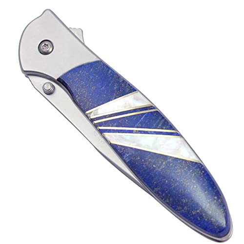Kershaw Leek Folding Pocket Knife with Artisan-Crafted Blue Lapis Lazuli Stone Handle, Made in USA