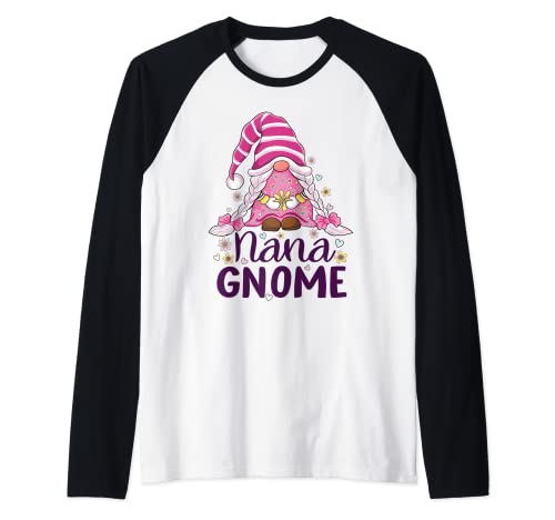 Gnomies - Gnomo de nana con diseño de flor para nana Camiseta Manga Raglan
