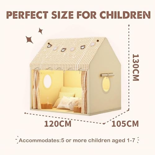 Kinder Spielhaus Indoor,Kinder Bettzelt,Spielzelt für Drinnen,Prinzessin Zelt mit Fenstern, Kinderspielhaus, Kuschelecke Kinderzimmer Dekor