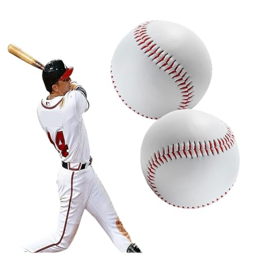 LNGJIN Lot de 2 Balles de Baseball,Ballons de Baseball Cousus à la Main,Baseball Souple de 9 Pouces,Balles de Baseball PU Souple,pour Adultes et...