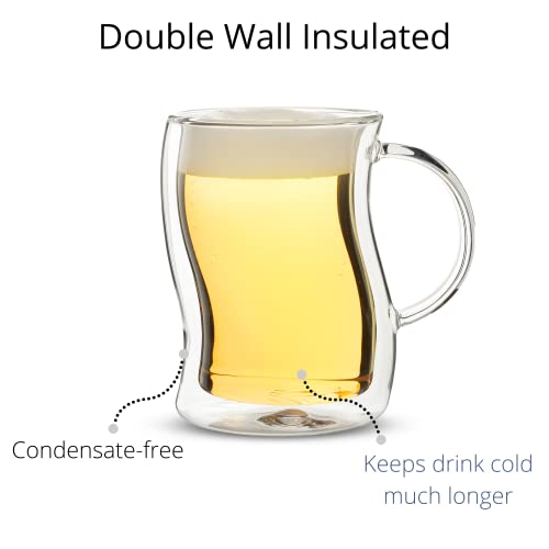 BTaT Double Walled Glass Beer Mugs, 4 Pack, 16 oz(500 ml), Freezer Safe, Stein Style - Image 4