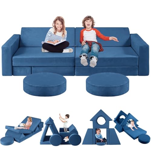 Gilire Spielsofa für Kinder, Modulares Sofa Couch, Vielseitige über 500 Frei Baubare DIY-Festungen zum Spielen,Kreativität,Schlafen, Abnehmbar Spielsofa für Kinder für Spielzimmer,Schlafzimmer Möbel