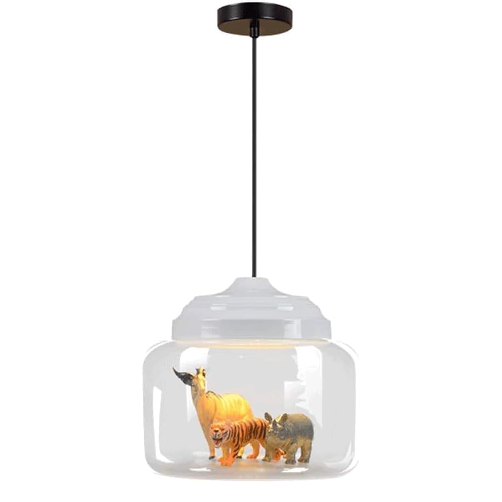 TCHAU Lámpara colgante Personalidad Habitación infantil Lámpara de techo E27 Lámpara de araña de cristal, Dibujos animados creativos Arte animal Pequeño para dormitorio Restaurante Café Decoración