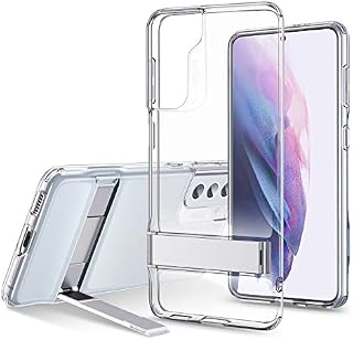 ESR Metal Kickstand Case Compatible with Samsung Galaxy S21 Plus (6.7-Inch) (2021), Crystal Clear Slim Silicone, Portrait and Landscape Stand, Clear