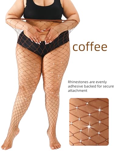 Image of Plus Size Fishnet tights Glitter stockings Sparkly Pantyhose Leggings for women-Big Mesh