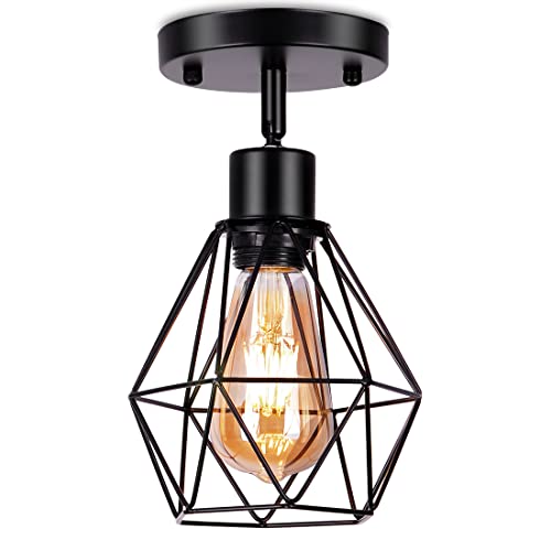 AWEKLIY Deckenleuchte vintage Deckenlampe flur schwarz Retro Lampe E27 Fassung industrielle Flurlampe aus metall leuchteDeckenleuchte Leuchter für gang küche schlafzimmer wohnzimmer Cover