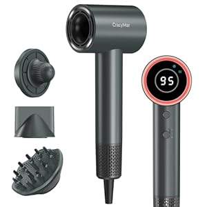 CrazyMar Haartrockner Ionen, Föhn mit 180.000 U/min Bürstenlosem Motor – 5X Schnelleres Föhnen, Leicht & Kompakt Reisefön, Haarföhn mit 4 Temperatureinstellungen, Für Alle Haartypen