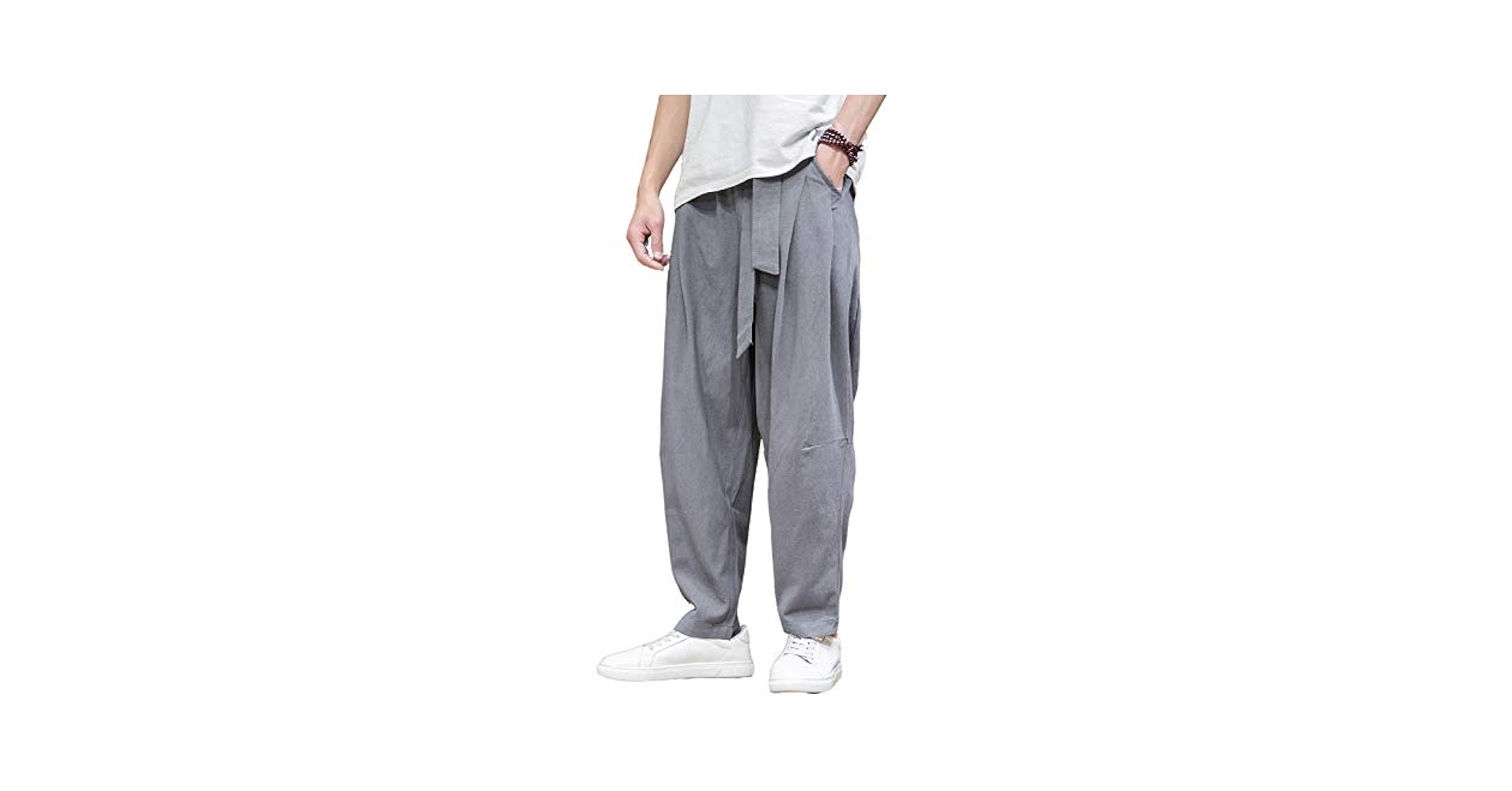 design イージーサルエルパンツ グレー Amazon | ズボン メンズ ゆったり オールシーズン対応 リネン