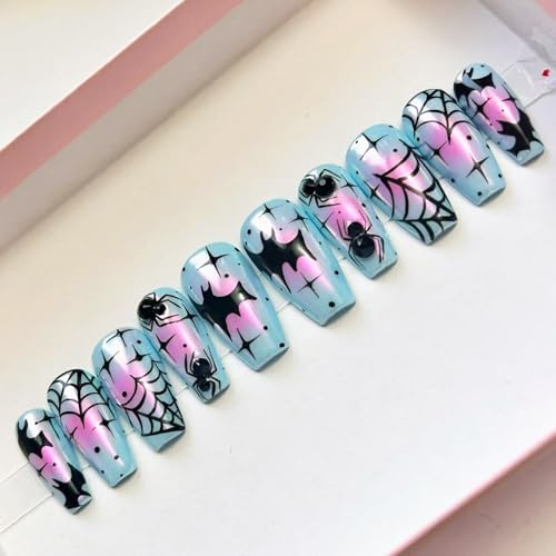 30Pcs Halloween Press on Nails Medium Square Fake Nails with