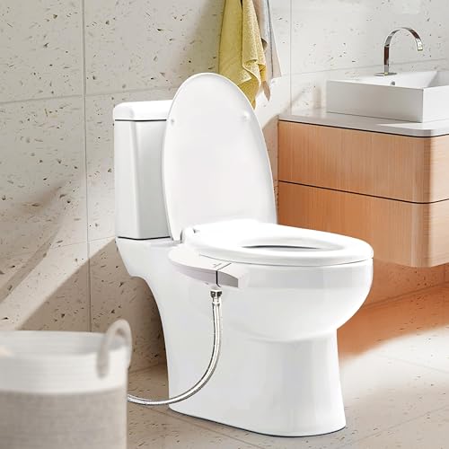 LUXEART NEOM – Bidet Aufsatz für Toilette ohne Strom – Mit Front- & Rückreinigung, verstellbarem Wasserdruck & Ultra-Slim Design – Hygienisch & einfach nachrüstbar als Taharet WC