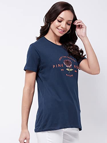 Image of Modeve Women Printed Cotton Blend Half Sleeve Round Neck T-Shirt for Summer