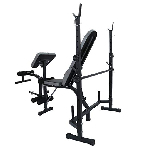 Olympic Weight Bench for Full-Body Workout, Standard Weight Bench, Workout Station Dumbbell Bench Weightlifting With Preacher Curl Leg Developer and Crunch Handle (Black)