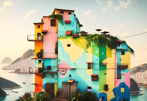 Affiches sur toile Favelas art mural couleur 58x90 cm poster sans cadre