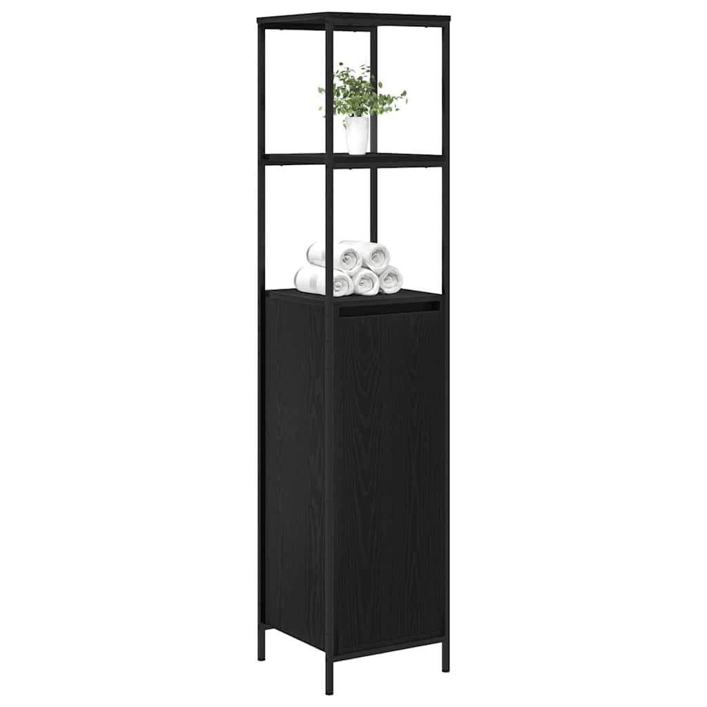 Armadietto da bagno con ripiani, effetto rovere, 36 x 35 x 165 cm, in legno, vano portaoggetti, per bagno degli ospiti, WC, lavanderia, organizer salvaspazio