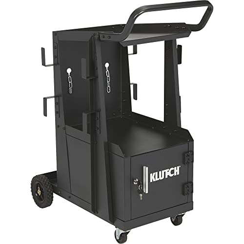 Klutch 2-Tier Welding Cart with Locking Cabinet - 31 1/2in.L...