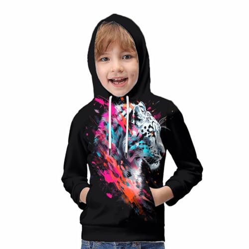Pull léopard à capuche pour enfants de 9 à 11 ans style tigre - 5
