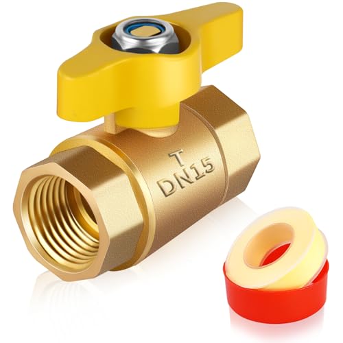 Boltigen 1/2 inch Gas Ball Valve 1Pack Brass Plumbing Fitting Connector Natural Gas Propane Shut Off Control Valve with 1/2'' FIP x 1/2'' FIP Double Female Thread Port & 1/4-Turn Handle