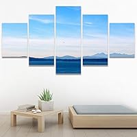SIGNWIN 5 Panel Canvas Wall Art Aerial Beach Beach Coastal Cool Minimalism Multicolor Photography Relax/Calm for Home Decorations Ready to Hang - 60