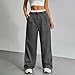 Women's Striped Straight Dress Pants Fashion Wide Leg Baggy Casual Fit High Waisted Comfy Spring Work Office Long Plus Size White-Trim Pinstripe Trendy Trousers with Pockets Grey Large