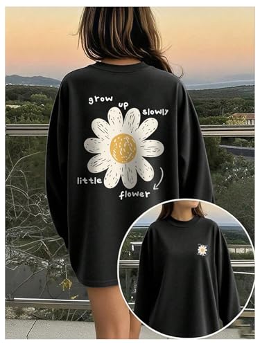 Image of SweatyRocks Girl's Bow Graphic Shirts Long Sleeve Crew Neck Tops Casual Cute Tee Tween Clothes