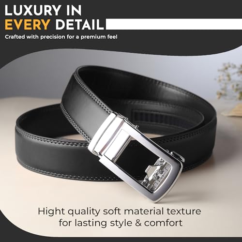 Image of Men's Vegan Leather Belt for Men, Formal /Casual,Autolock| Fit on up to 38 Inches Waist size
