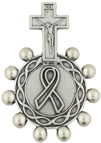 Image of Saint Peregrine Silver-Tone Saint Benedict Rosary Ring (Patron of People with Cancer) | Great for First Holy Communion and First Holy Confirmation | Religious Medallion for Jewelry and Home