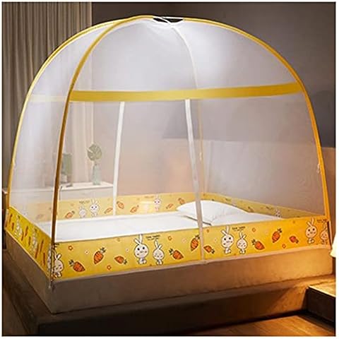 KYMIC Mosquito Net Bed, Mosquito Net for Bed, Pop-Up Mosquito Net Tent for Beds Anti Mosquito Bites Folding Design with Net Bottom for Baby Adults Trip (47 X78.74X59 Inch),Yellow Cover