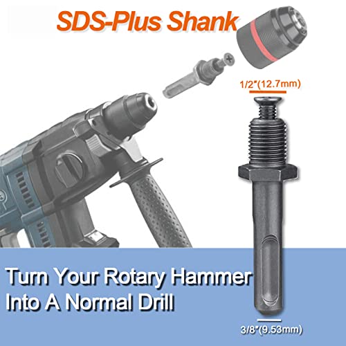 Ganyee 1-13Mm Keyless Drill Chuck Adapter Kit 1/2"-20Unf With Sds-Plus Shank 1/4" Hex Shank 1/2" Socket Square Female Adapter Fits Rotary Hammer/Impact Wrench/Impact Screwdriver #TOP3