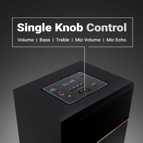 Image of Boombox Tower Speaker with Wireless Mic, 80 W, LED Lights, FM Radio, USB, AUX, Bluetooth, Karaoke, Remote Control (Black)