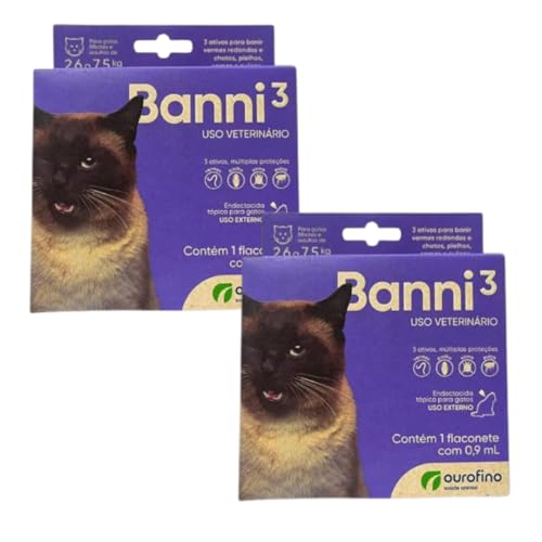 Kit 2 Banni3 Antipulgas Sarna Gatos Ourofino 2,6 A 7,5kg
