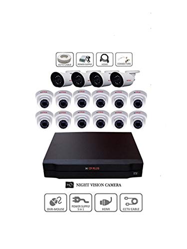 CP Plus HD CCTV Camera Kit -12 -2.4 MP Dome, 4 -2.4 MP Bullet Camera and 16 Channel HD DVR kit with All Accessories
