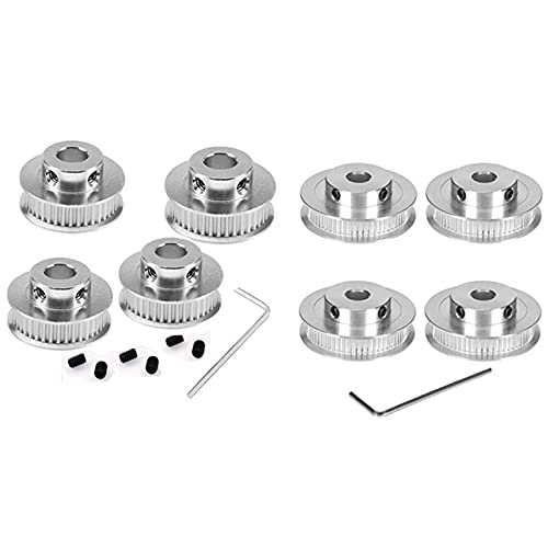 Lysee 3D Printer Parts & Accessories - 4X GT2 Pulley 60 Teeth Bore 5mm 60T Timing Pulley Synchronous Wheel Aluminum & 4X 40T GT2 Timing Pulley Bore 5mm - (Color: 2 Types)