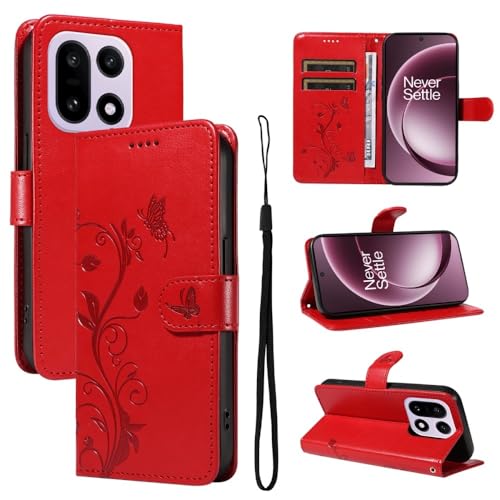 Étui portefeuille Motorola G04S G24 G04 rouge avec porte-carte rabat