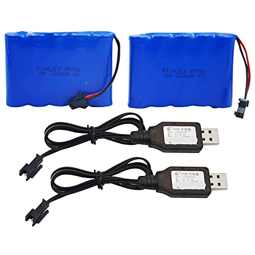 Blomiky 2 Pack 6.0V 700mAh Ni-CD AA Rechargeable Battery Pack SM2P Plug and...