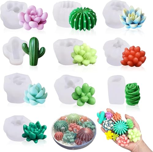 Moldes para Velas,10 piezas Moldes para Hacer Velas，Utilizzato per creare fiori e cactus moldes velas，Para velas de aromaterapia, fabricación de moldes de jabón y flores para velas