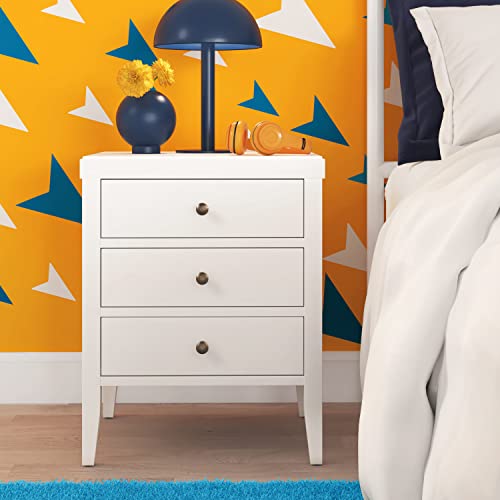 Clickdecor Finley Solid Wood 3 Drawer Nightstand, Modern Storage Cabinet For Bedroom Or Living Room, 18.5" Table Width, Fully Assembled, White #TOP1