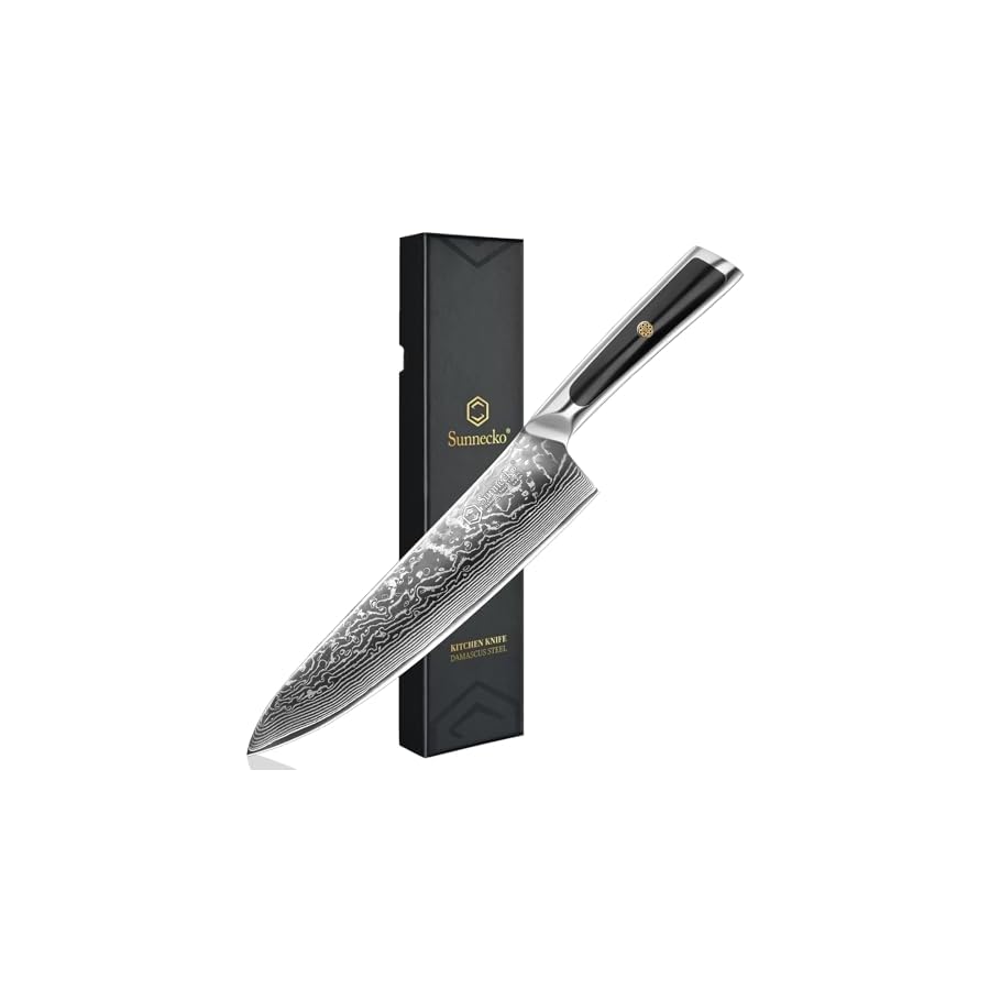 Sunnecko-Chef-Knife-8-Inch-Damascus-Kitchen-Knife-Japanese-Chefs-Knife-Vg10-High-Carbon-Stainless-Steel Sunnecko Chef Knife 8 Inch, Damascus Kitchen Knife Japanese Chefs Knife Vg10 High Carbon Stainless Steel