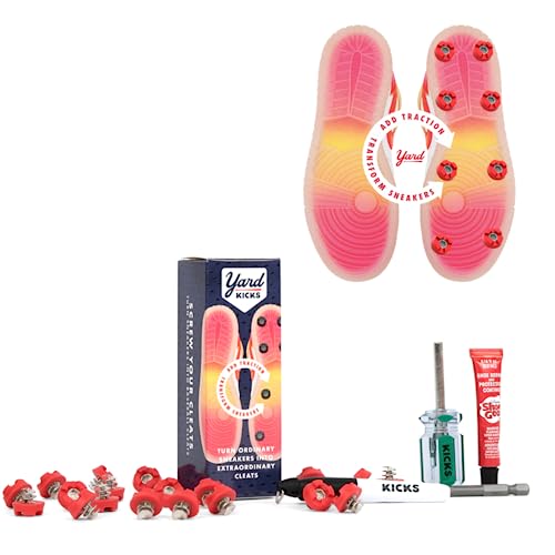 Yardkicks Baseball Softball DIY Traction Kit - Transform Sneakers Into Cleats, Gift for Ball Players - Men & Women Custom Cleats Making Kit - for Baseball & Softball - 20 Pcs Studs - Red