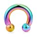 vcmart PA Ring-Internally Threaded Rainbow Circular Barbells Horseshoe 00G-0G-2G-4G-6G-8G-10G-12G 12mm/16mm/19mm 316L Surgical Steel Pierced Body Jewelry Sold Individually