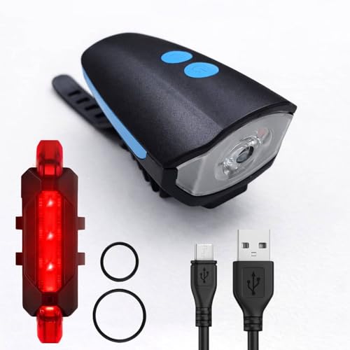 Image of 2-in-1 Rechargeable and Waterproof LED Cycle Front Lights (3 Modes) with Horn (140 dB), Cycle Bell (Cycle Light)
